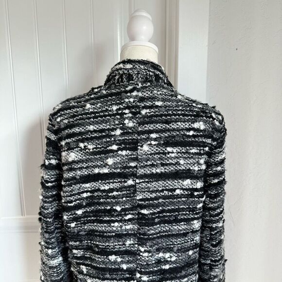 Drew Anthropologie Blazer Coat Womens M Black Tweed Wool Blend Made in USA - Picture 4 of 8